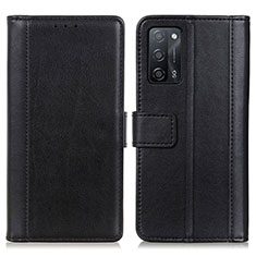 Handytasche Stand Schutzhülle Flip Leder Hülle N02P für Oppo A53s 5G Schwarz