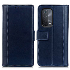 Handytasche Stand Schutzhülle Flip Leder Hülle N02P für Oppo A54 5G Blau