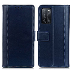 Handytasche Stand Schutzhülle Flip Leder Hülle N02P für Oppo A55 5G Blau