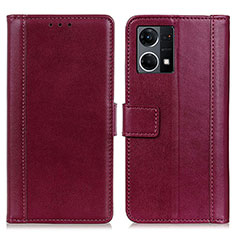 Handytasche Stand Schutzhülle Flip Leder Hülle N02P für Oppo F21 Pro 4G Rot