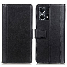 Handytasche Stand Schutzhülle Flip Leder Hülle N02P für Oppo Reno8 4G Schwarz