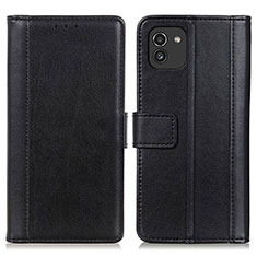 Handytasche Stand Schutzhülle Flip Leder Hülle N02P für Samsung Galaxy A03 Schwarz