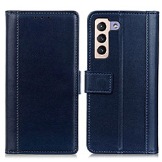 Handytasche Stand Schutzhülle Flip Leder Hülle N02P für Samsung Galaxy S21 FE 5G Blau