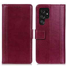 Handytasche Stand Schutzhülle Flip Leder Hülle N02P für Samsung Galaxy S23 Ultra 5G Rot