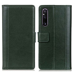 Handytasche Stand Schutzhülle Flip Leder Hülle N02P für Sony Xperia 1 V Grün