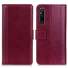 Handytasche Stand Schutzhülle Flip Leder Hülle N02P für Sony Xperia 1 V Rot