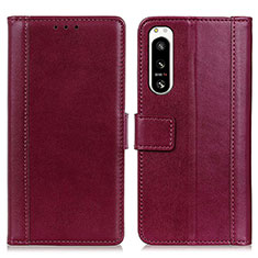 Handytasche Stand Schutzhülle Flip Leder Hülle N02P für Sony Xperia 5 IV Rot