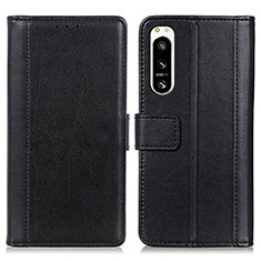 Handytasche Stand Schutzhülle Flip Leder Hülle N02P für Sony Xperia 5 IV Schwarz