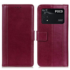 Handytasche Stand Schutzhülle Flip Leder Hülle N02P für Xiaomi Poco M4 Pro 4G Rot