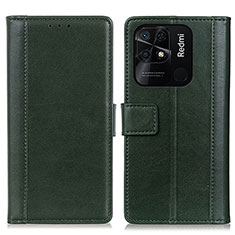 Handytasche Stand Schutzhülle Flip Leder Hülle N02P für Xiaomi Redmi 10 India Grün