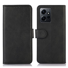 Handytasche Stand Schutzhülle Flip Leder Hülle N02P für Xiaomi Redmi Note 12 4G Schwarz