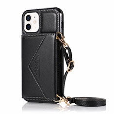 Handytasche Stand Schutzhülle Flip Leder Hülle N03 für Apple iPhone 12 Mini Schwarz