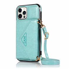 Handytasche Stand Schutzhülle Flip Leder Hülle N03 für Apple iPhone 12 Pro Cyan