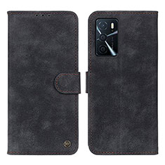 Handytasche Stand Schutzhülle Flip Leder Hülle N03P für Oppo A54s Schwarz