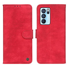 Handytasche Stand Schutzhülle Flip Leder Hülle N03P für Oppo Reno6 Pro 5G India Rot