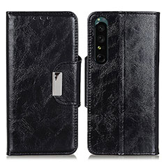 Handytasche Stand Schutzhülle Flip Leder Hülle N04P für Sony Xperia 1 III Schwarz