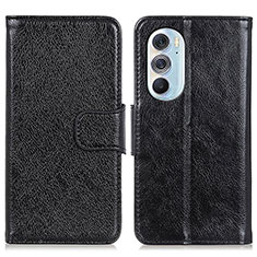 Handytasche Stand Schutzhülle Flip Leder Hülle N05P für Motorola Moto Edge 30 Pro 5G Schwarz