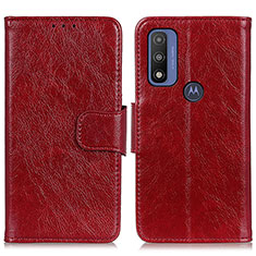 Handytasche Stand Schutzhülle Flip Leder Hülle N05P für Motorola Moto G Pure Rot