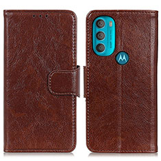 Handytasche Stand Schutzhülle Flip Leder Hülle N05P für Motorola Moto G71 5G Braun