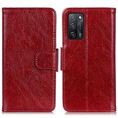 Handytasche Stand Schutzhülle Flip Leder Hülle N05P für Oppo A53s 5G Rot