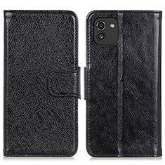 Handytasche Stand Schutzhülle Flip Leder Hülle N05P für Samsung Galaxy A03 Schwarz