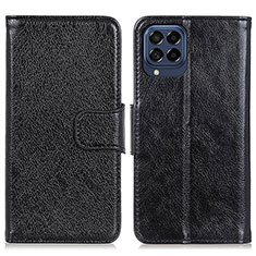 Handytasche Stand Schutzhülle Flip Leder Hülle N05P für Samsung Galaxy M53 5G Schwarz