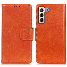 Handytasche Stand Schutzhülle Flip Leder Hülle N05P für Samsung Galaxy S21 FE 5G Orange