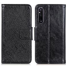 Handytasche Stand Schutzhülle Flip Leder Hülle N05P für Sony Xperia 1 V Schwarz