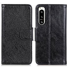 Handytasche Stand Schutzhülle Flip Leder Hülle N05P für Sony Xperia 5 IV Schwarz