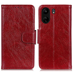 Handytasche Stand Schutzhülle Flip Leder Hülle N05P für Xiaomi Poco C65 Rot