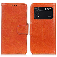 Handytasche Stand Schutzhülle Flip Leder Hülle N05P für Xiaomi Poco M4 Pro 4G Orange