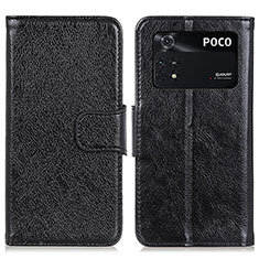 Handytasche Stand Schutzhülle Flip Leder Hülle N05P für Xiaomi Poco M4 Pro 4G Schwarz