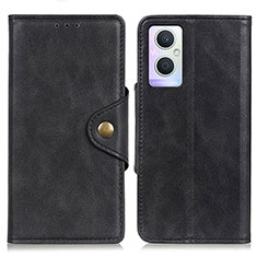 Handytasche Stand Schutzhülle Flip Leder Hülle N06P für Oppo A96 5G Schwarz