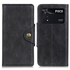 Handytasche Stand Schutzhülle Flip Leder Hülle N06P für Xiaomi Poco M4 Pro 4G Schwarz