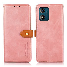 Handytasche Stand Schutzhülle Flip Leder Hülle N07P für Motorola Moto E13 Rosa