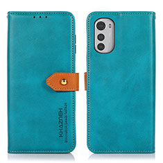 Handytasche Stand Schutzhülle Flip Leder Hülle N07P für Motorola Moto E32 Cyan