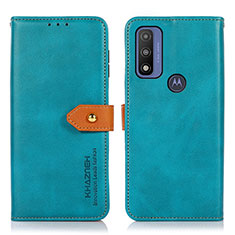 Handytasche Stand Schutzhülle Flip Leder Hülle N07P für Motorola Moto G Pure Cyan