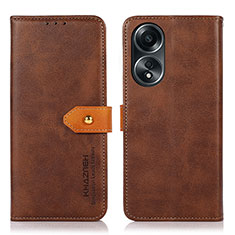 Handytasche Stand Schutzhülle Flip Leder Hülle N07P für Oppo A18 Braun