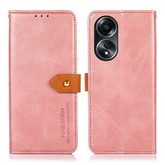 Handytasche Stand Schutzhülle Flip Leder Hülle N07P für Oppo A18 Rosa