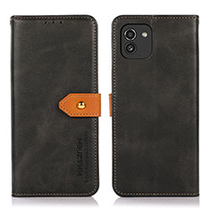 Handytasche Stand Schutzhülle Flip Leder Hülle N07P für Samsung Galaxy A03 Schwarz