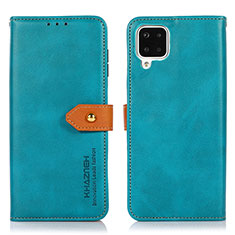 Handytasche Stand Schutzhülle Flip Leder Hülle N07P für Samsung Galaxy F12 Cyan