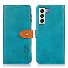 Handytasche Stand Schutzhülle Flip Leder Hülle N07P für Samsung Galaxy S22 Plus 5G Cyan