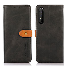 Handytasche Stand Schutzhülle Flip Leder Hülle N07P für Sony Xperia 1 II Schwarz