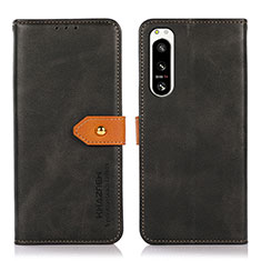 Handytasche Stand Schutzhülle Flip Leder Hülle N07P für Sony Xperia 5 IV Schwarz