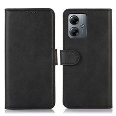 Handytasche Stand Schutzhülle Flip Leder Hülle N08P für Motorola Moto G14 Schwarz