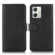 Handytasche Stand Schutzhülle Flip Leder Hülle N08P für Motorola Moto G54 5G Schwarz