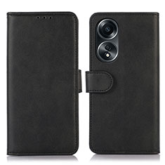 Handytasche Stand Schutzhülle Flip Leder Hülle N08P für Oppo A58 4G Schwarz