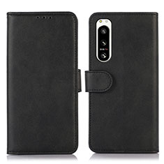 Handytasche Stand Schutzhülle Flip Leder Hülle N08P für Sony Xperia 5 IV Schwarz