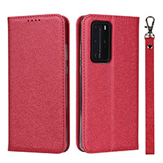 Handytasche Stand Schutzhülle Flip Leder Hülle N12 für Huawei P40 Pro Rot