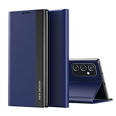 Handytasche Stand Schutzhülle Flip Leder Hülle Q01H für Samsung Galaxy M52 5G Blau